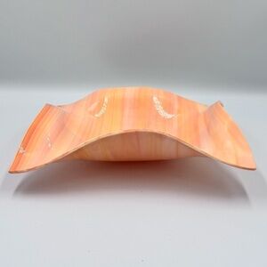 Glass Art Wave Bowl in Orange Peach White Tones
